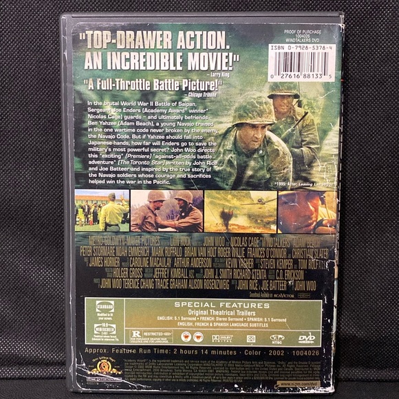 DVD- “Windtalkers” with Nicolas Cage - R -used - Picture 2 of 3